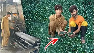 Recycling Process of Glass Scrap to Make Glass Marbles Ball Manufacturing | Waste Recycling
