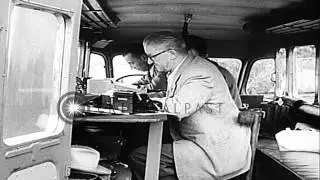 British car manufacturer, Rover Company, demonstrates a gas turbine automobile HD Stock Footage