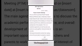 Parents-Teacher Meeting | Notice Writing | The Paragraph Lab |