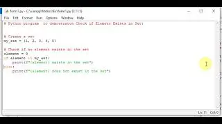 python program to check if element exist in set