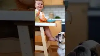 TinyChaos: Baby and Dog: Best Friends Moving Towards the Dinner Table 🐶🍝👶🏻