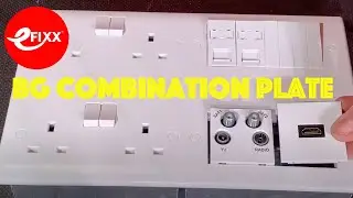Tame the wiring behind the TV with these BG combination plates - double sockets plus euro modules
