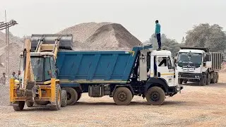 Jcb 3dx Backhoe With Tata Truck And Bharatbenz Loading Greet In Greet Mining | Jcb Loading