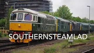 0Z33 Swanage to Kidderminster Loco Convoy move lead by Class 33 &ldquo;D6515&rdquo; passing Basingstoke 10/05/22