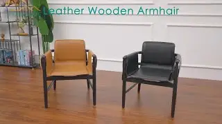 Wood leather lounge chair | Teresina Kuoio Armchair | leather wooden chair