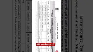 RRB NTPC CBT -1 Result Out ll RRB Mumbai Cut off ll #rrbmumbai