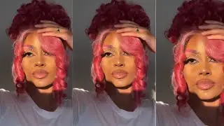 Watch me slay this 😍💕Pink ombre UPDO 360 synthetic lace wig✨