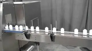 Bottle unscrambler working with 200ml bottle at 180 bpm swiss bottle, Trusort 48, 25CF hopper