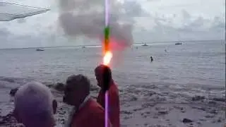 D&eacute;monstration d'allumage d'un feu &agrave; main