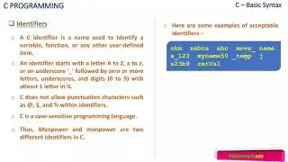 Basic Syntax - C Programming