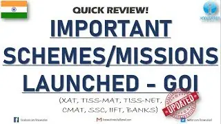 Important Schemes of Indian Government 2019-20 | Missions | XAT, TISSNET, TISSMAT, CMAT, Banks, SSC