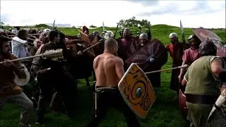 British history enthusiasts reenact Roman battle