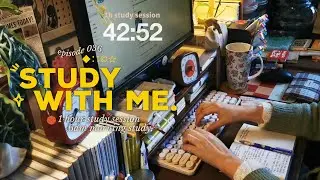 Study With Me 1h|no break|fire crackling sounds|aesthetic morning study|with alarm timer#36