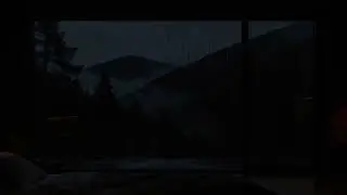 Cozy Dark Cabin Rain Sounds for Sleeping &bull; Dark Screen Mountain View