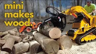 #463 Splitting FIREWOOD with the NEW Mini SKID STEER