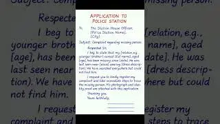 Application to Police for Missing Person Complaint