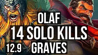 OLAF vs GRAVES (TOP) | 14 solo kills, 70% winrate, Godlike | NA Master | 12.9