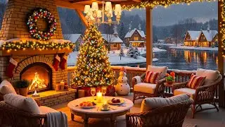 Peaceful Christmas Porch Vibes with Gentle Winter Jazz ❄️ Snowfall Ambience for Upbeat Mood