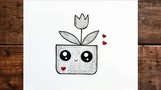 How to Draw a Cute Tulip Flower Pot | Easy Flower Drawing Step by Step for Kids!