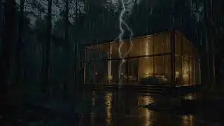 Night Rain on a Glass Wall Cabin | Deep Sleep Rain Sounds ASMR