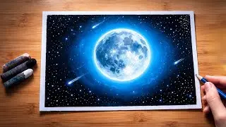 How to Draw a Full Moon with Oil Pastels | Easy Step-by-Step for Beginners