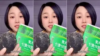Asmr crunching and swallowing short bread 🥖 with matcha 🍵 smoothie 