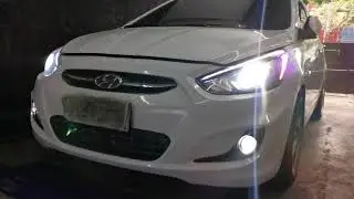 Hyundai Accent with Bi Beam LED projector foglamps and Hella G5R projector headlight retrofit