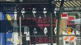 Scream&rsquo;s Ghost Face Posters on Wall on N Highland Ave in North Hollywood, CA 7/1 #hollywood #scream