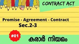 #109| Contract Act Sec.2 and 3 Malayalam Class|KLEE| CLAT| KJSE | What is contract and agreement?