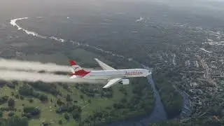 Scariest plane landing Austrian Airlines Boeing 777 at Heathrow Airport