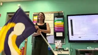 Right hand from and back view &ldquo;Rocking around the Christmas Tree&rdquo; flag for parade