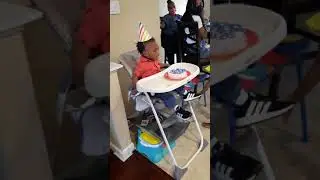 Face plant in his birthday cake