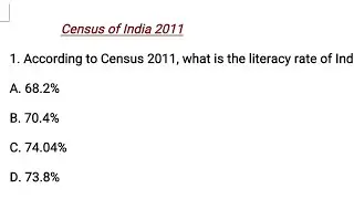 top mcqs on census of India for competitive exams || jkssb junior assistant #jkssb #jkpsc #gkquiz 
