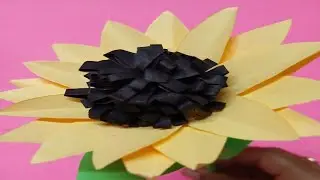 How to make easy paper sunflower origami ..#everyone #papercrafts   #origami #amritarart #viralvideo