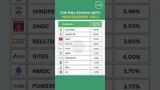 TOP PSU STOCKS WITHHIGH DIVIDEND YIELD #stocks #dividend #stockmarket #stocks