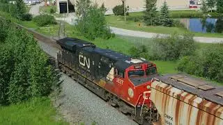 CN B758 Passing Weyerhauser Sawmill in Edson, Alberta