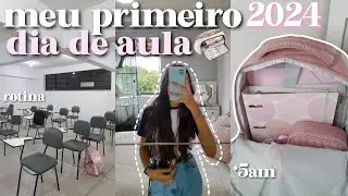 meu primeiro dia de aula 2024🎀💗 | arrume-se comigo, rotina 5am...