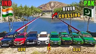 India Vs Pakistan SUV Cars Deepest River Crossing Challenge | Gta 5 Gameplay