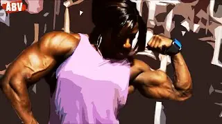 Giantess female bodybuilder, fbb muscle Iris, gym workout
