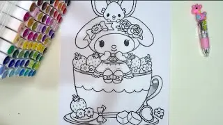 So Cute!💖  My Melody Strawberry Cup coloring