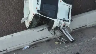 Houston bus falls off overpass