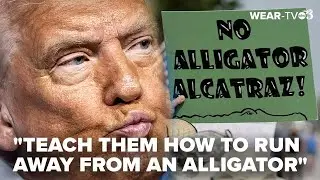 Trump tours 'Alligator Alcatraz' immigration center with gator guards opens in Florida