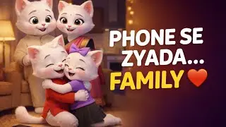 Phone Se Zyada Family ❤️ | Emotional Cartoon Story | Kids Moral Video