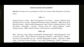 Bcom PU 3 Sem Honours-Bank Management syllabus with question paper 2023,2022,2021 #panjabuniversity