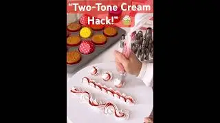 ❤️🤍 Stunning Two-Color Frosting Using 1M Tip | Easy Cake Decorating Hack #cakefrosting #frosting