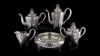 ANTIQUE 19thC IMPERIAL RUSSIAN SOLID SILVER TEA & COFFEE SET, 4th ARTEL c 1890
