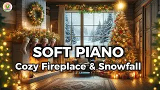 🎧 Soft Piano Winter Cabin ❄️ Cozy Fireplace & Snowfall | Relaxing Piano for Sleep & Calm
