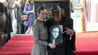 Aisha Hinds attends Sarah Paulson's Hollywood Walk of Fame star unveiling ceremony