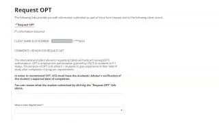 Advisor Verification OPT (For Advisers/Student Support Staff)