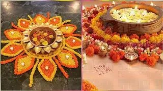 Diwali Urli Decoration With Floating Flowers & Candles Ideas/Brass Urli Decoration Ideas With Flower